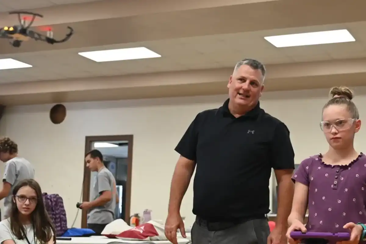 Steve overseeing student drone flight operations